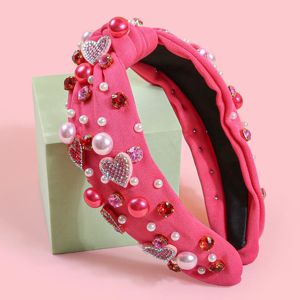 Mode Kristall Herz Stirnbänder Mädchen Kristall Perle Stirnband für Frauen Valentinstag Stirnbänder für Party Haarschmuck