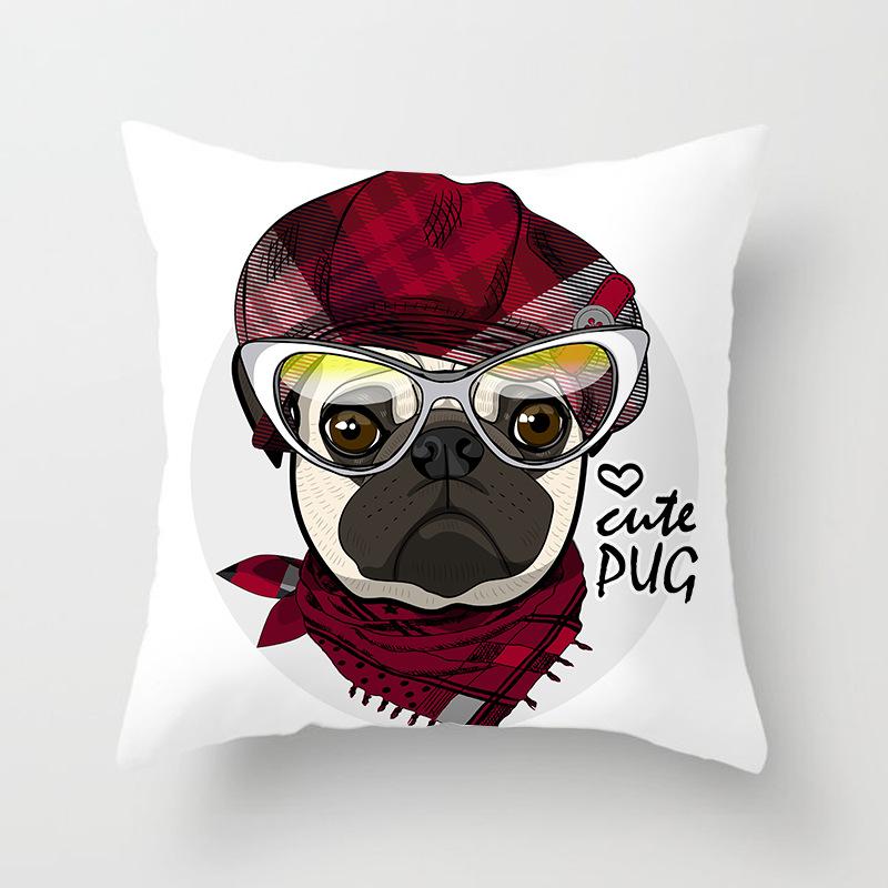 45x45cm New Cartoon Dog Fighting Series Pillowcase Sofa Office Seat Car Cushion Cover Creative Ornament Home Decoration