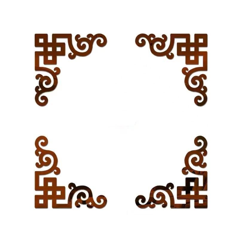 4pcs Corner Mirror Sticker Acrylic 3D Wall Stickers Self-adhesive Cabinet Edge Building Border Living Room Bedroom Home Decor