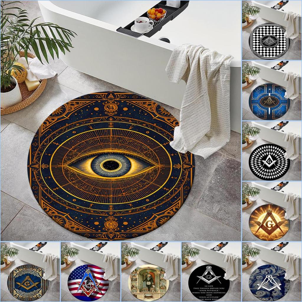 1pc Recognized Freemasonry Round carpet Painted Printed circular carpet, home door mat, outdoor travel protection carpet
