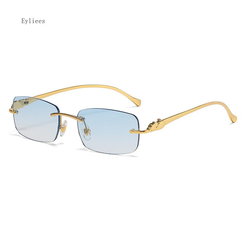Sunglasses Men  Designer Fashion Rimless Sun Glasses Shades Diamond Cut Lens Ladies Frameless Metal Eye Glasses Gafas