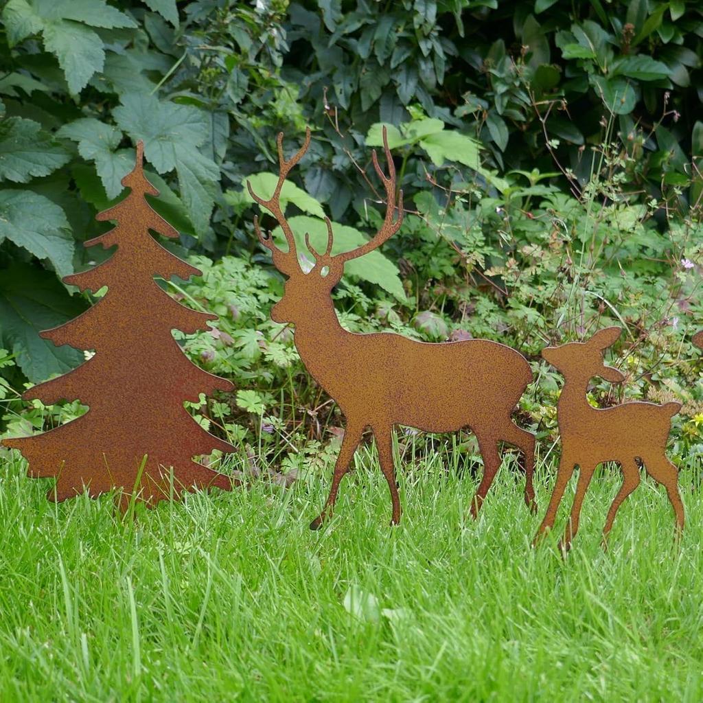 Outdoor Metal Reindeer Silhouette Christmas Decoration for Garden and Courtyard