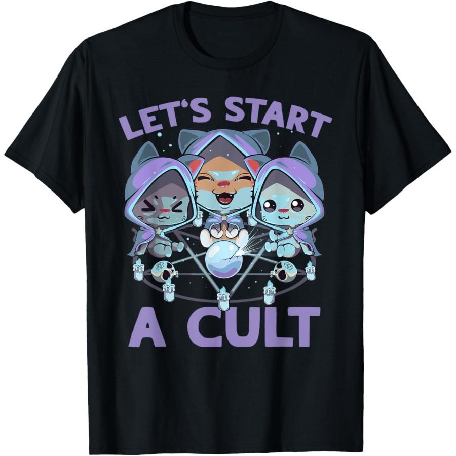 Pastel Goth Kawaii Occult Cats Summon Let s Start A Cult Cat T-Shirt for Men Women XXXXXL чёрный