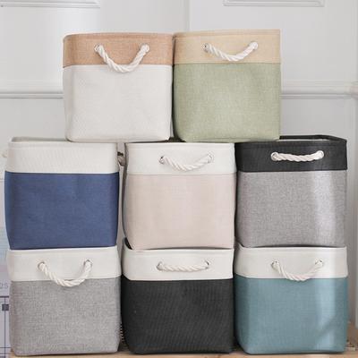1PC Coș de depozitare pliabil cub Coș de depozitare din țesătură din bumbac, cu mânere