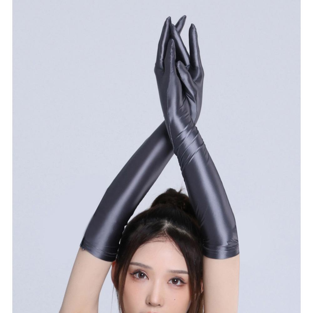 Glossy Shiny Elastic Long Gloves Cosplay Sexy Separate Fingers Guantes Performance Mitten Eldiven Handschuhe Sexy Clubwear Luvas