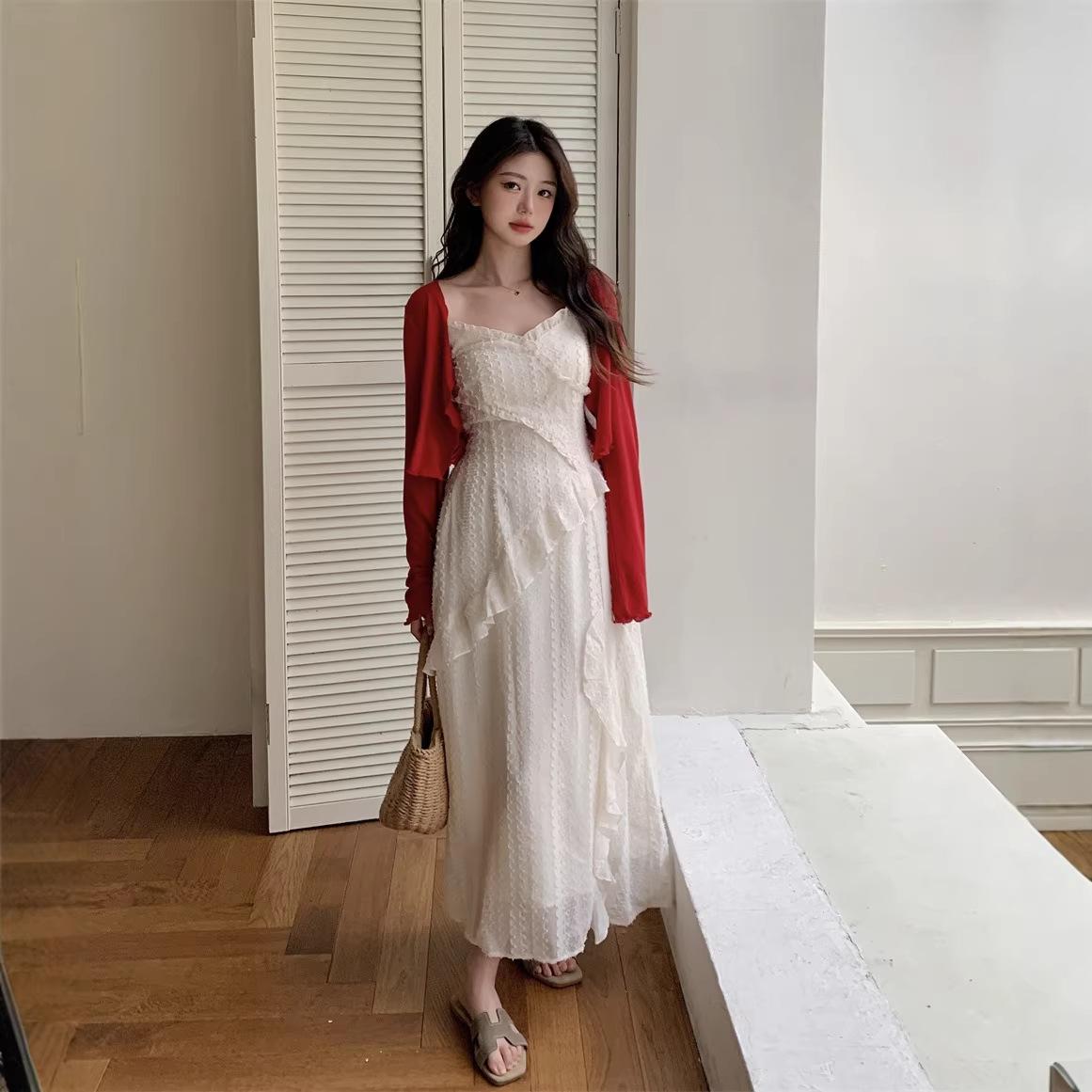 

Women s Plus Size Lace Camisole & Knit Long Sleeve Cardigan Set - Elegant Slimming Suit for Spring/Summer 2026 Extra Extra Large