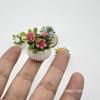 [ZYAS]1Pcs Doll House Living Room Scene Decoration Mini Rose Plant Potted Plants Model Miniature Landscape Handicrafts