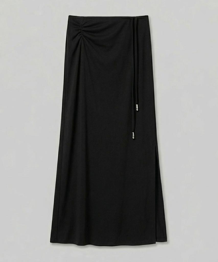 CHICKS Metal Tip Strap Drape Maxi Skirt Black