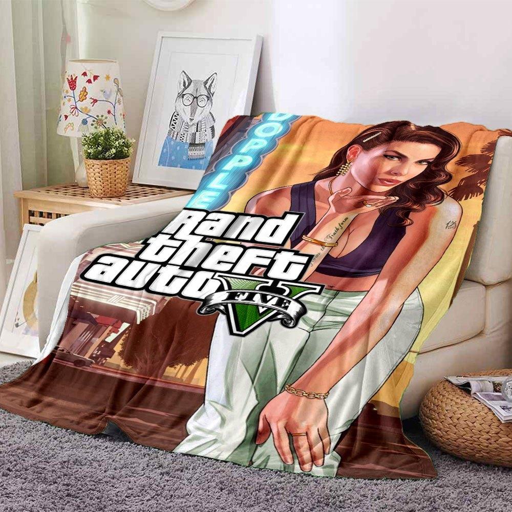 1 Manta Suave de Franela Grand Theft Auto con Estampado de Diseñador Una manta acogedora para todas las estaciones, perfecta para el sofá, la cama, la oficina