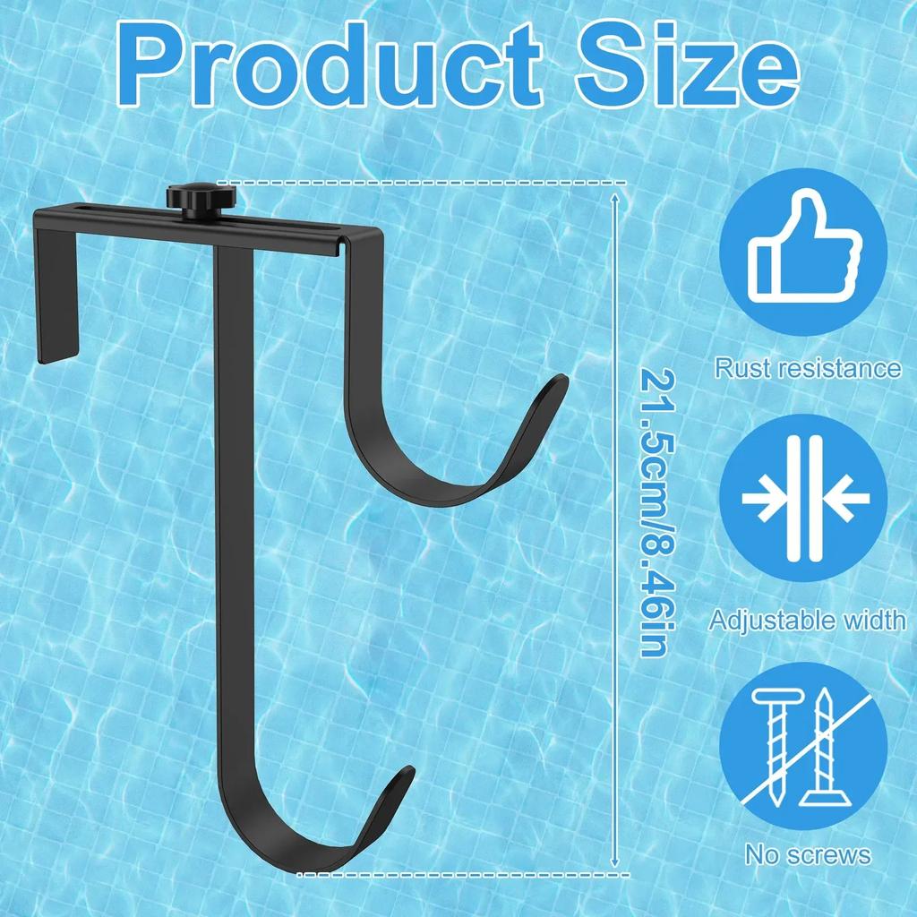 Poolstangenhalter Premium Aluminium Poolzaunhaken Schwimmbadzubehörhalter für Teleskopnetze Bürsten Gartengeräte