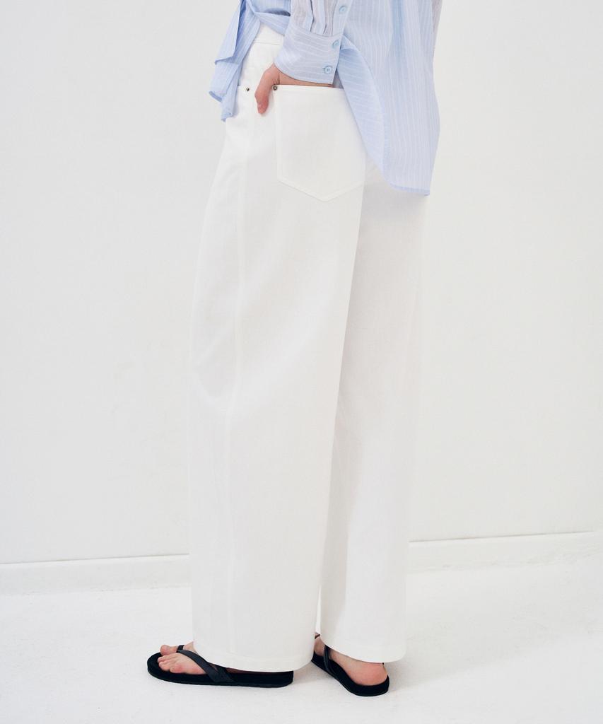 Laneonkyulleoseu Denim-Like Wide Pants_White