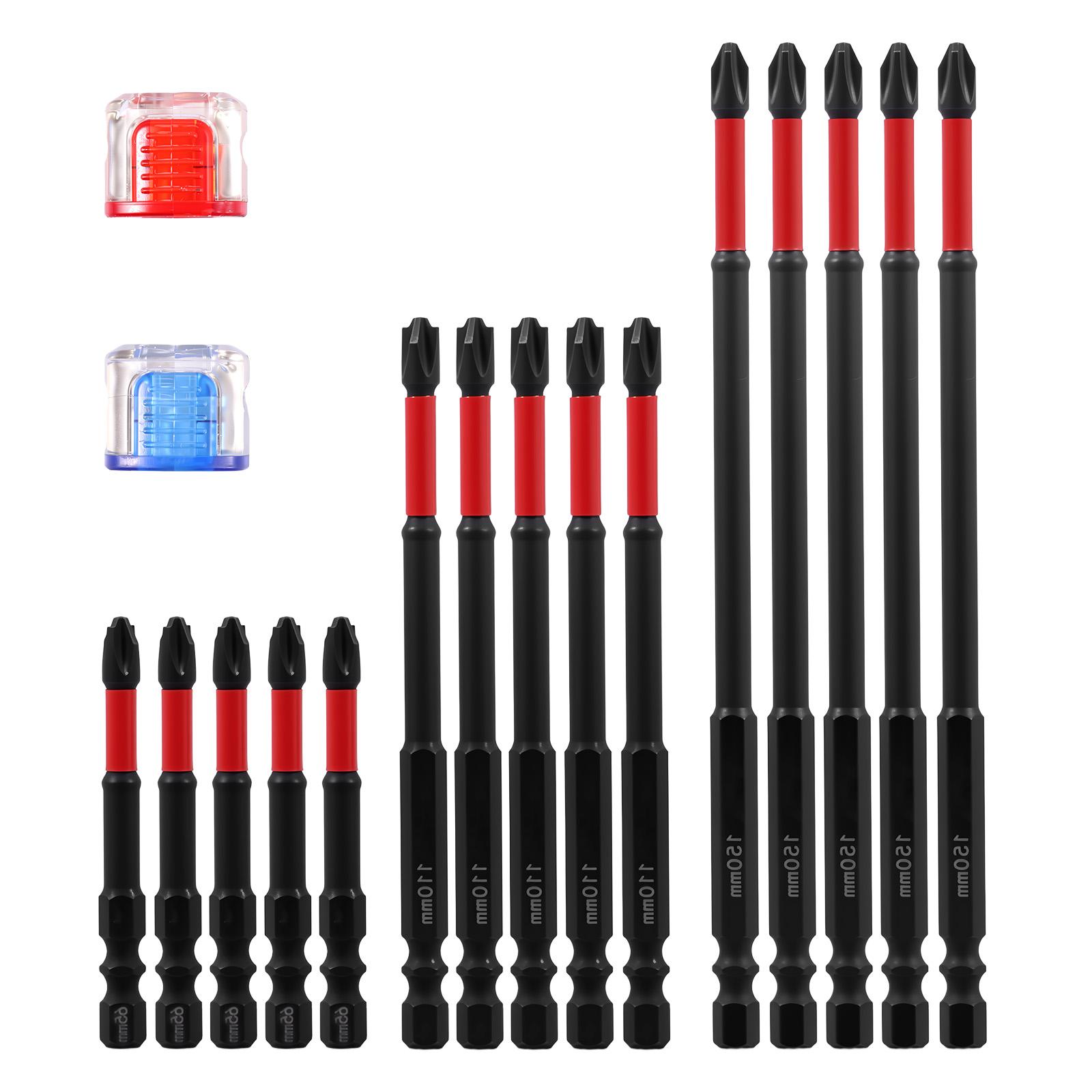 

15Pcs Impact Screwdriver Bit Set Magnetic S2 Steel Slotted Cross Screwdriver Bit Kit Hex Shank Drill Bit for Industrial Power