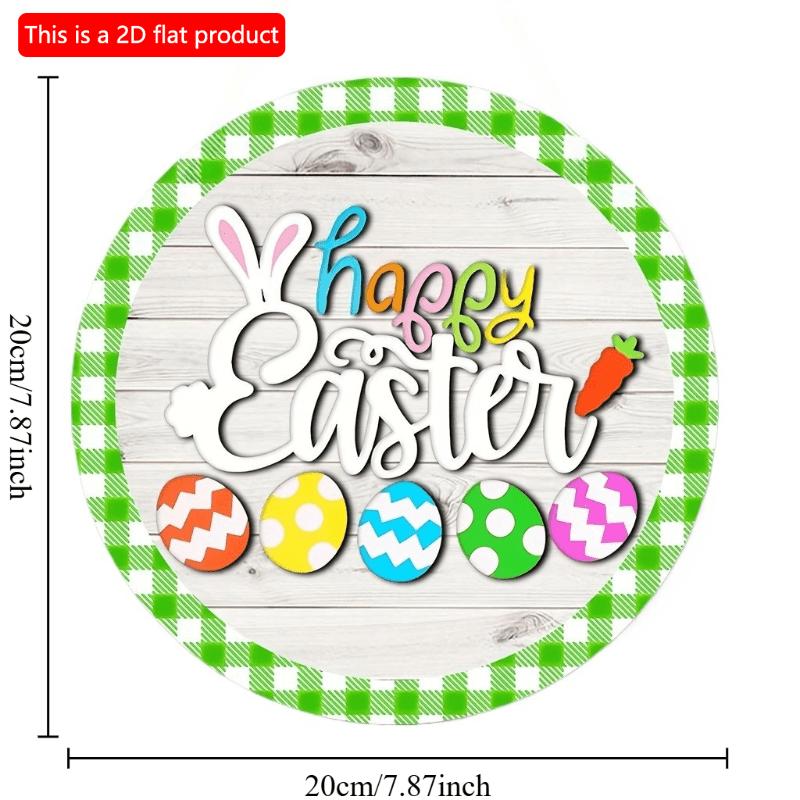 2D Plat 20*20cm, Décoration de Maison de Pâques, Œufs de Pâques Lapin, Logo Décoratif Créatif Circulaire en Bois, pour la Maison, la Cuisine, le Jardin, Décoration Murale de Chambre.