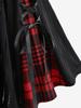 Rosegal  Plus Size Cold Shoulder Plaid Printed Lace Up Cross Zipper Hollow Out Jacquard Ribbed Top