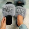Women'S Sexy Solid Color Slip-On Slippers with Glittery Bow Detail - Soft Fabric Upper & TPR Sole, Indoor/Outdoor Winter Comfort for Home