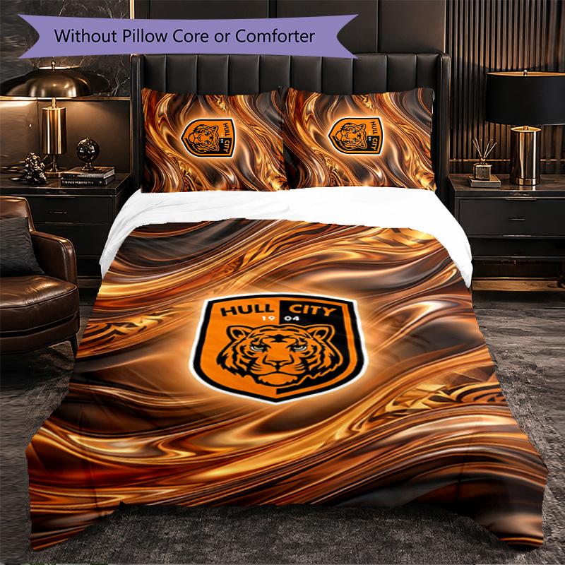 Hull City Football 3-teiliges Bettwäsche-Set Weiches Bettbezug-Set mit Kissenbezügen Bedrucktes Schlafzimmer-Deko-Set für Zuhause