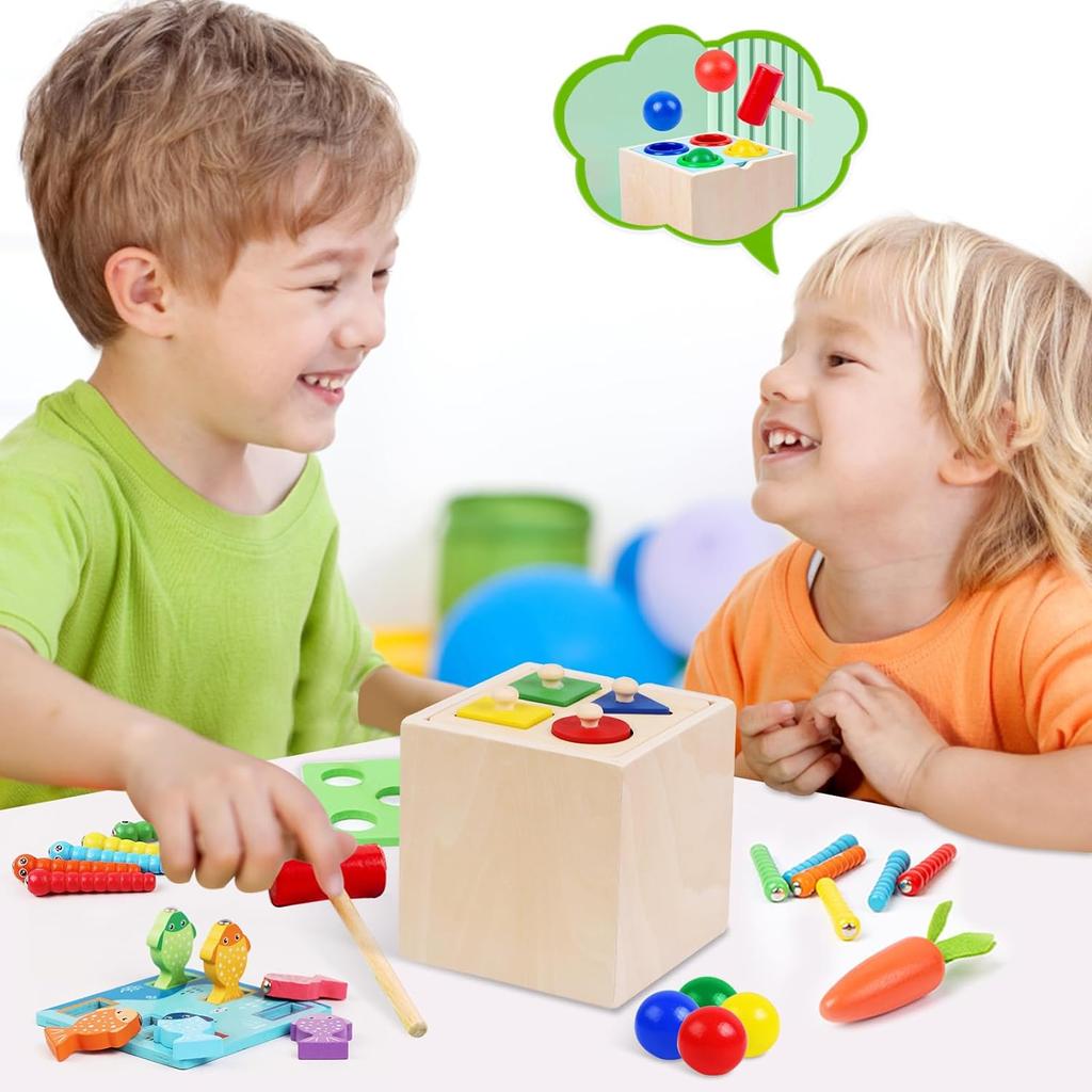Jucării Montessori din Lemn Kit de Joacă Cutie Permanența Obiectelor Monedă Morcov Dezvoltare Timpurie Copii Mici Sortator de Forme Jucării cu Mingi Căzătoare pentru Vârsta