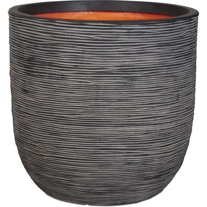 CAPI EUROPE Jardiniere NATURE RIB - 43x41 cm - Anthracite