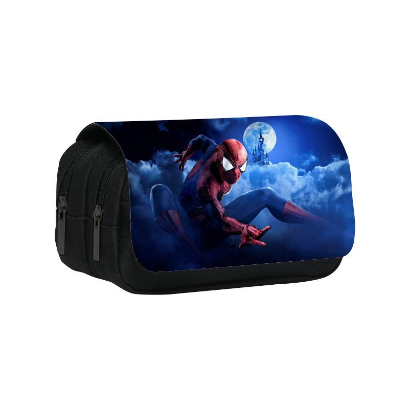 Spider-Man Double Pencil Case, Student Stationery Storage Bag, Large-Capacity Stationery Bag