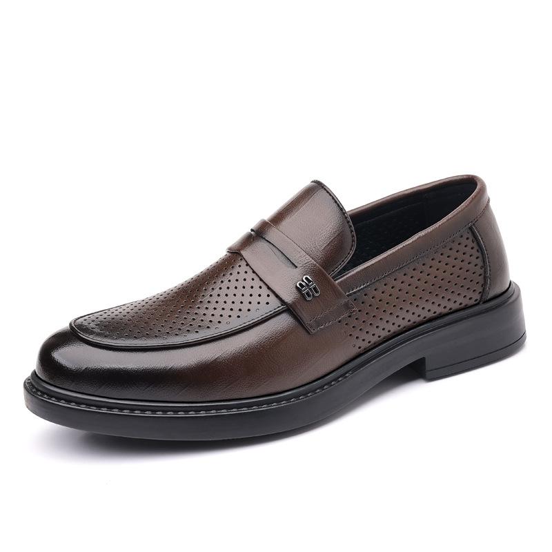 Fashion Casual Breathable Leather Shoes Summer New Style Business Formal Sandals Fashionable Versatile Men's Footwear Hollow Out