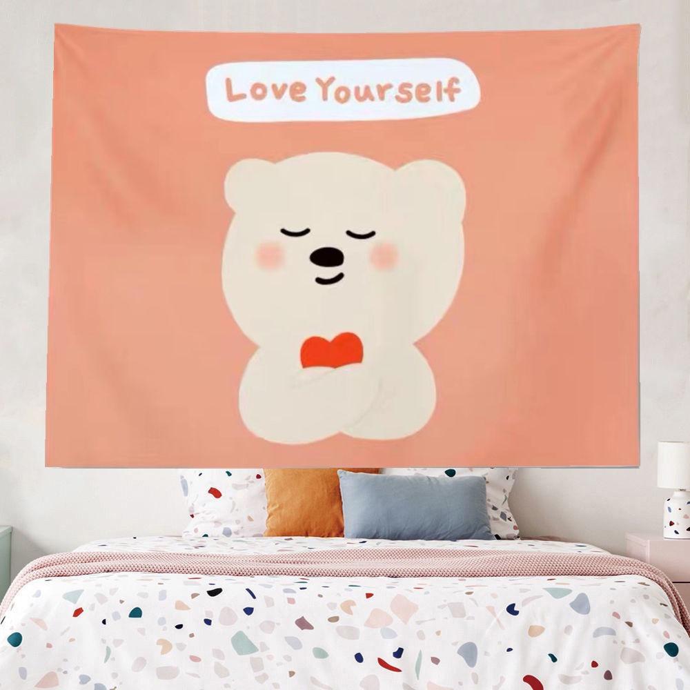 Lovely Bear Background Cloth Tapestry Dormitory Bedside Girl Heart Home Decoration Bedroom Tapestry