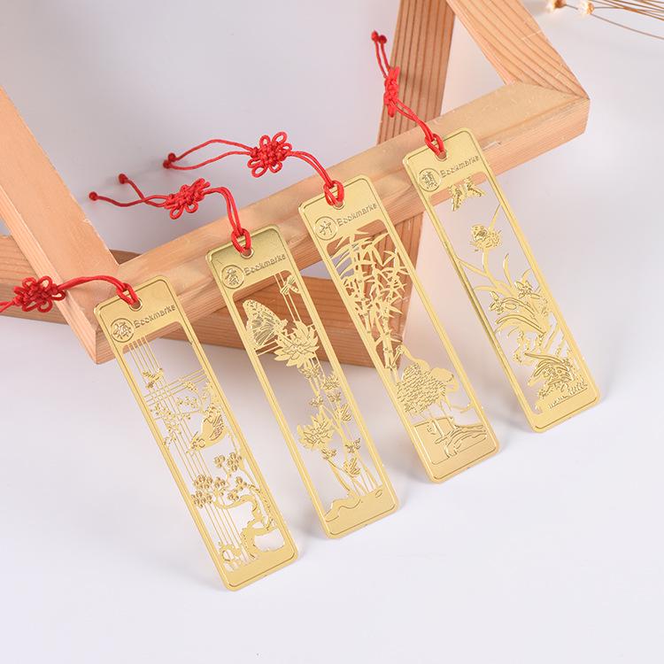 Plum Orchid Bamboo Chrysanthemum Metal Bookmarks - Creative Chinese Style Single Color Bamboo
