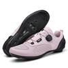 Chaussures de Vélo VTT Femme Chaussures à Pédales Plates Chaussures de Vélo Baskets de Vélo de Route Vitesse Chaussure à Crampons Spd avec Chaussure de Vélo de Montagne rose