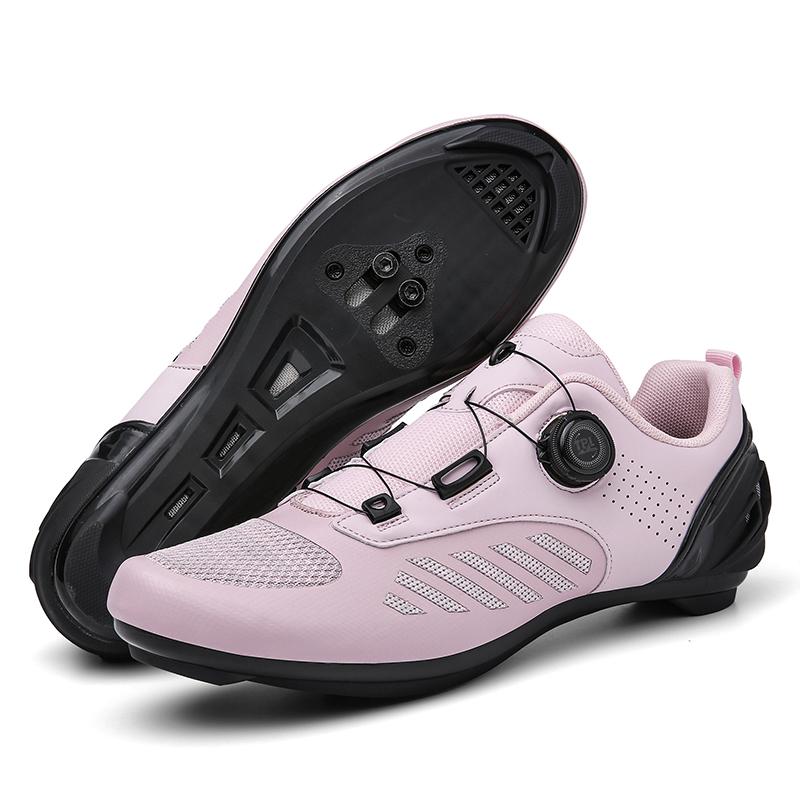 Chaussures de Vélo VTT Femme Chaussures à Pédales Plates Chaussures de Vélo Baskets de Vélo de Route Vitesse Chaussure à Crampons Spd avec Chaussure de Vélo de Montagne rose