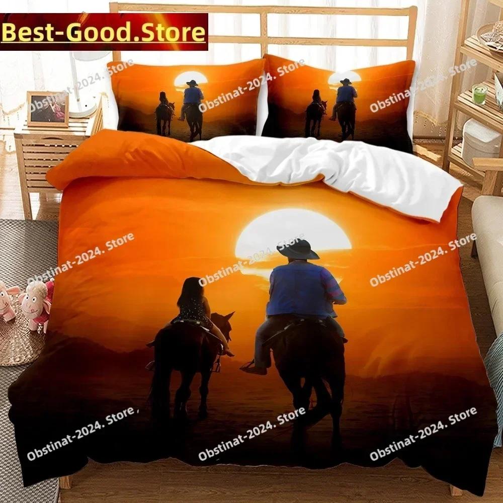 AHSNME Amerikan Batısı Kovboy Yorgan Kılıfı (Vahşi Batı Filmi Teması) Yatak Takımı GunHorseCowboy Yorgan Kılıfı Setleri ropa de cama