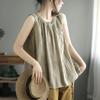 Fashion Solid Thin Linen Tanks Women Camis Blusas Loose Casual Summer Sleeveless Shirt Women Clothes Camiseta Mujer