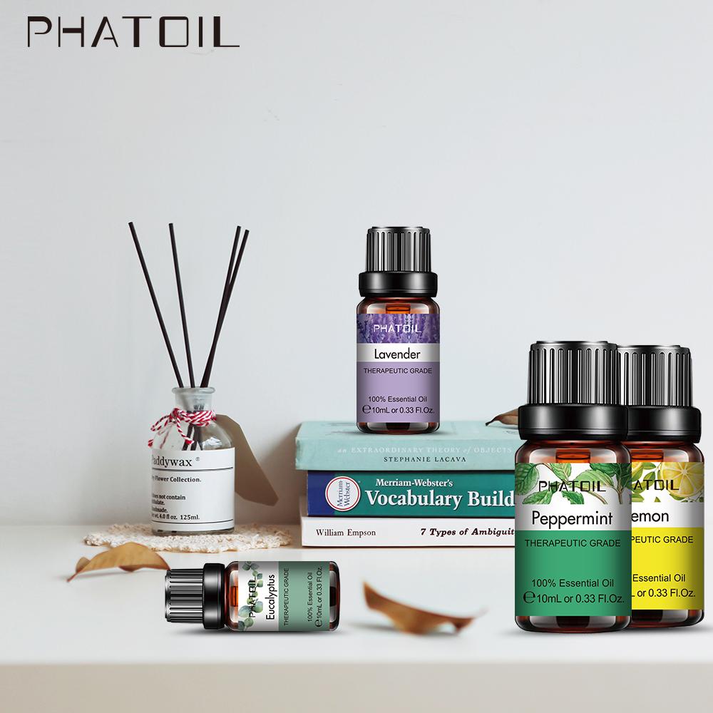 PHATOIL 10ml Levandule Esenciální olej Eukalyptus Zdravý zklidňující čistič vzduchu Přírodní rostlinná terapie Aromaterapie Difuzér Zvlhčovač Masáž