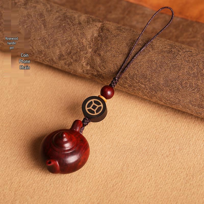 Rosewood Teapot Keychain Pendant for Men and Women