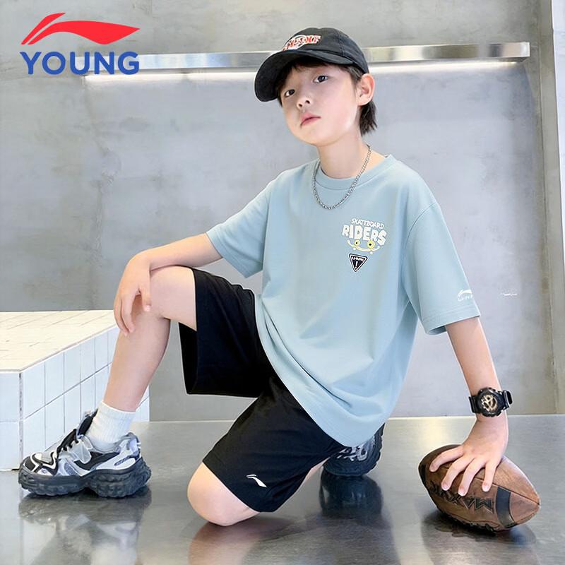 LI-NING 2026 Summer Kids Cotton-Blend Casual T-Shirt 150 cm
