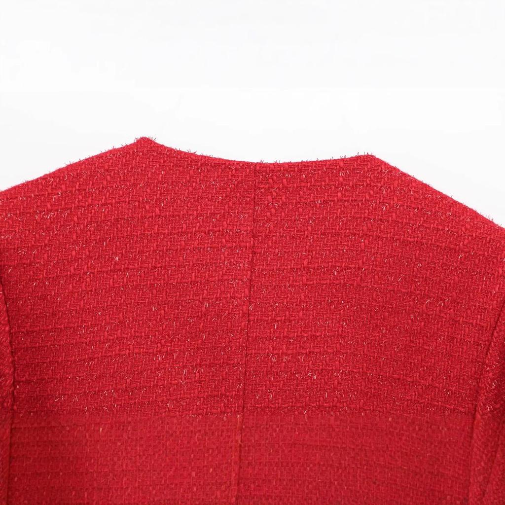 Spring 2025 Women's European & American Style Fashion Textured Suit Jacket with Gold Buttons