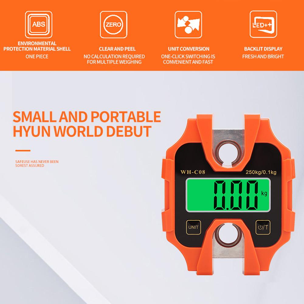 Industrial Detachable Portable Micro Crane Scale 100KG 250KG 50g Hanging Suitcase Digital Weigh Hook Electronic Scale Steel Tool