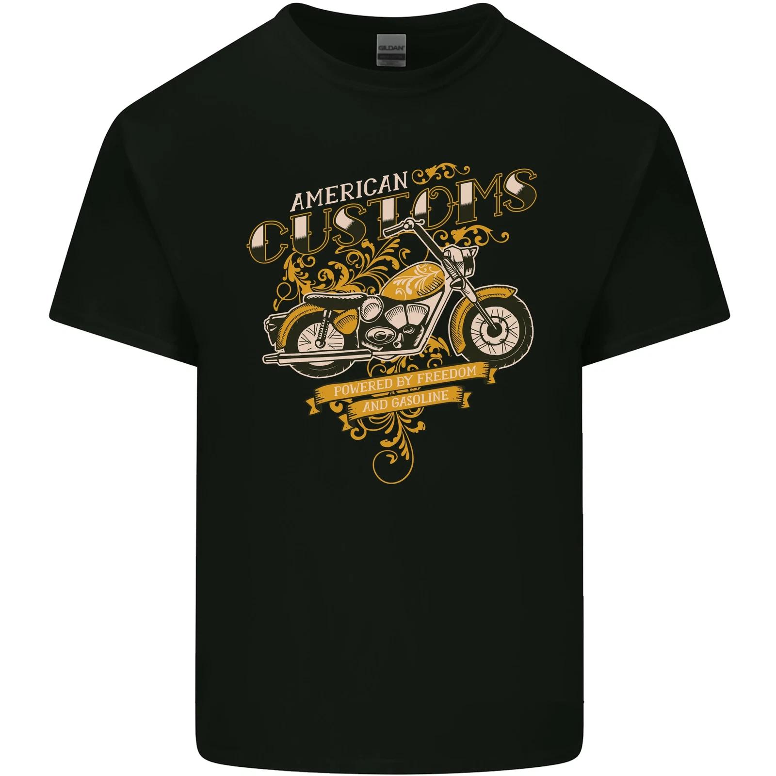 Biker American Customs Motorcycle Chopper Kids T-Shirt Childrens M