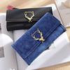 2024 New Fashion Deer Head Women's Long Wallet Trendy Cool PU Matte 3 Fold Billfold Multi Card Female Clutch Money Bag Change Pocket Girl Holiay Gifts