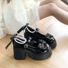 Mary Jane Small Leather Shoes Women's Thick Soles Increase In Height In Spring 2025 New Sweet Bow Light Mouth Single Shoes One-word Buckle