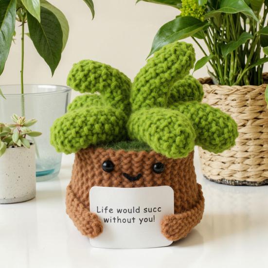 Crochet Cactus Potted Plants, Handmade Knitted Cactus for Home Office Car Decoration, Decorative Plants for Lasting Beauty, Gift for Women Family