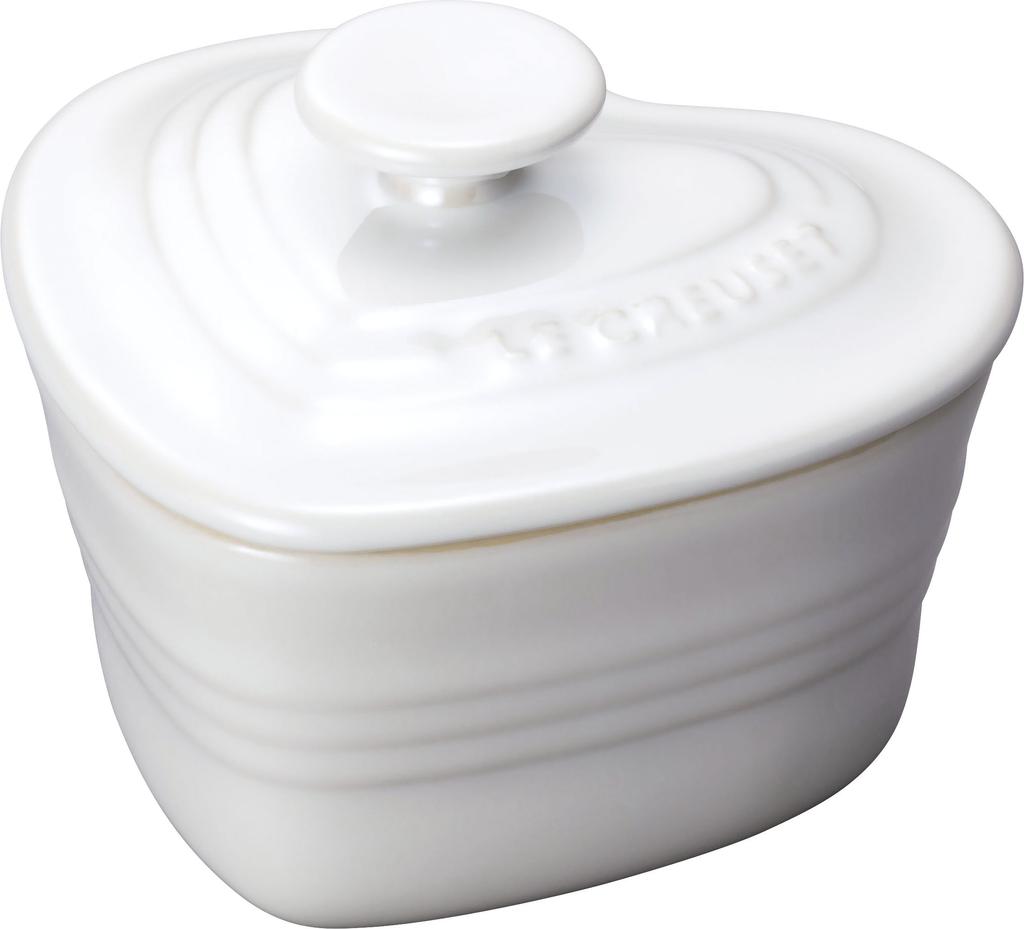 Le Creuset Ramequin with White and Wedding Anniversary Bridal Party Favor Japanese d'Amour (Small, Lid) Lustre, Heat-Resistant, Cold-Resistant,