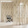 1PC NAPEARL New Chinese Ink Painting Printed Sheer Curtain Imitation Linen Tulle for Living Room Bedroom Balcony Window Home Decor
