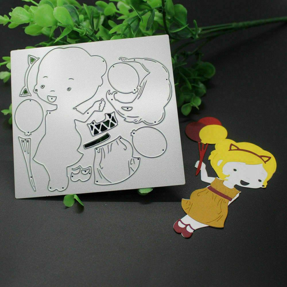 Balloon Girl Cutting Dies Metal Stencil DIY Scrapbooking Album Paper Card Embossing Craft Die Cut Frame