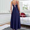 Robe de nuit confortable d'été en soie simulée pour femme, robe de nuit sexy à bretelles, pyjama en soie glacée, robe de nuit longue, vêtements de détente, vente en gros