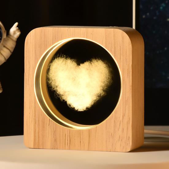 Custom 3D Photo Faux Crystal Night Light Personalized Engraved Picture Clear Ball with LED Light And Wood Base Memorial Gift for Birthday Anniversary