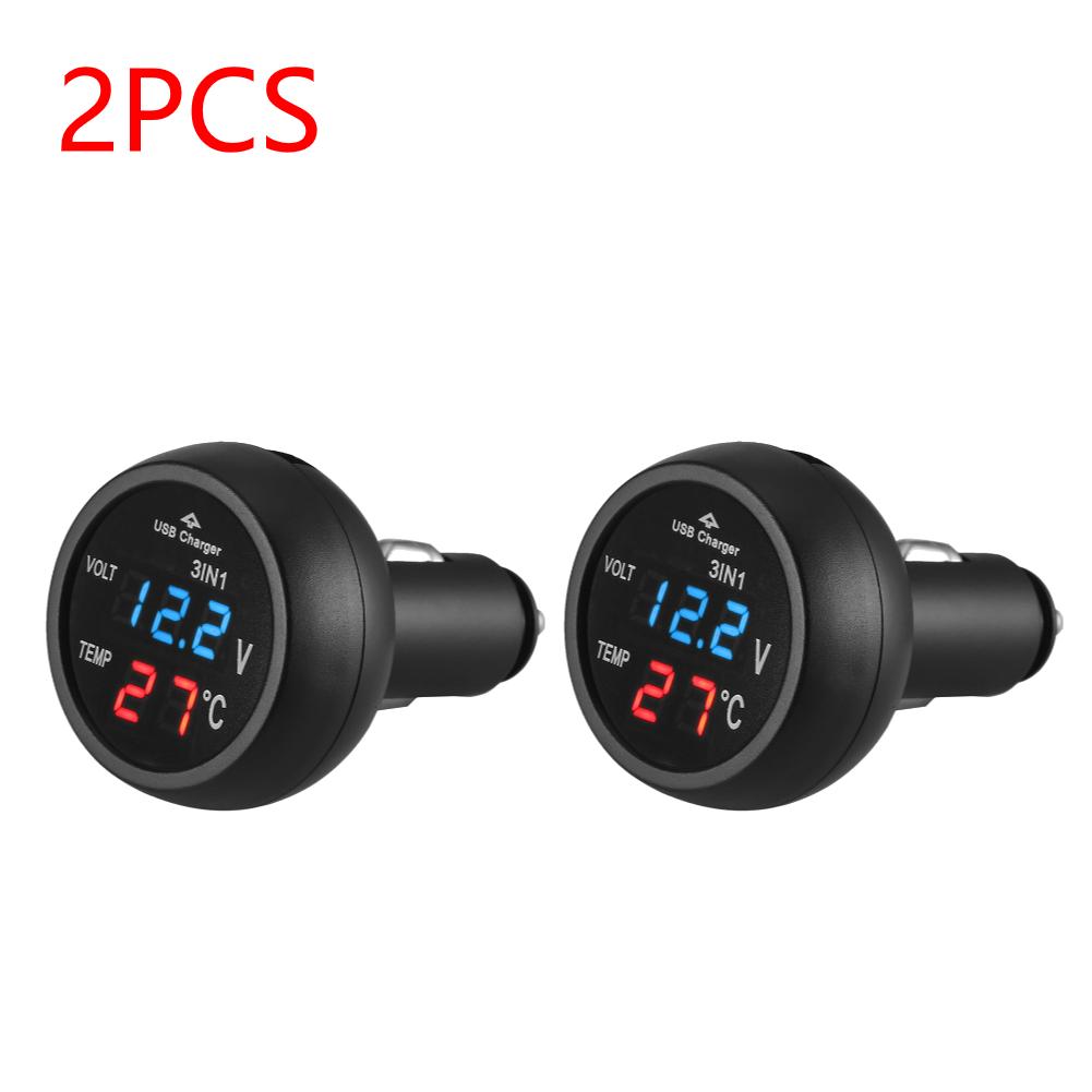 3-in-1 12/24V Auto Voltmeter Digital LED Auto Zigarettenanzünder Voltmeter Thermometer Autobatterie Monitor LED Volt Detektor