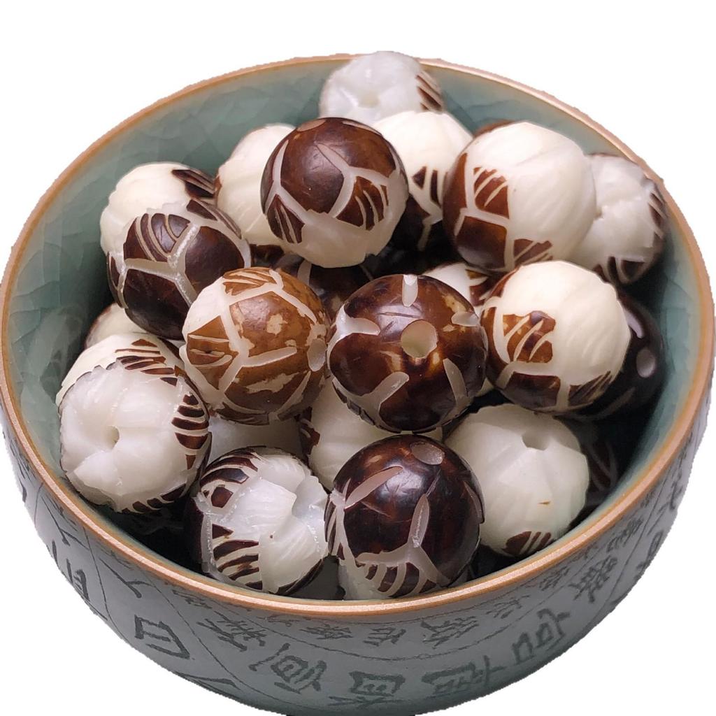 Bodhi Root Beads with Lotus & Cloud Patterns for DIY Buddhist Accessories