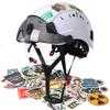 CE Safety Helmet W/ Visor Built In Goggles and 50Pcs DIY Stickers ABS Construction Hard Hat ANSI Protective Rescue Work Cap Set