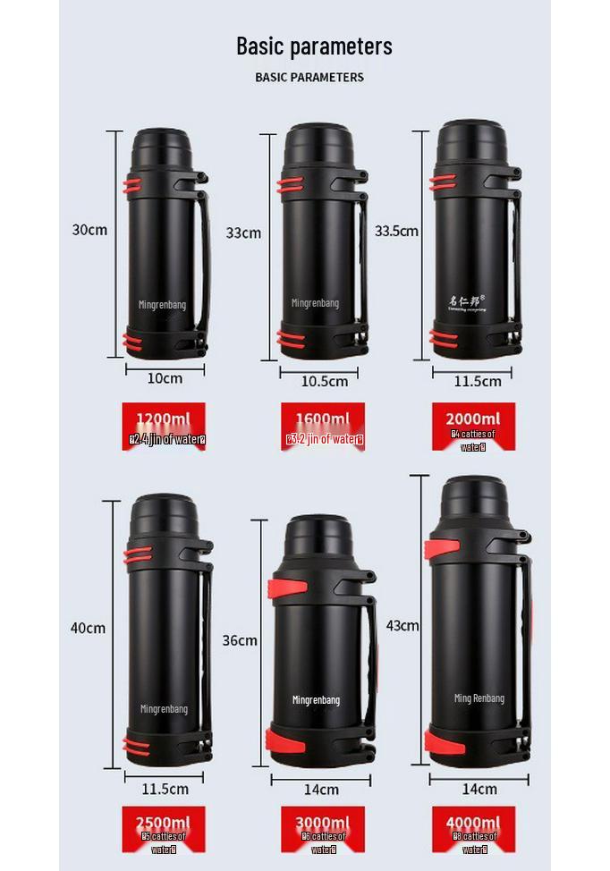 304 Stainless Steel Large Capacity Outdoor Insulated Thermos Flask for Cold Storage and Travel.