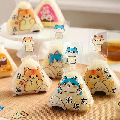 100 szt. Piękna kreskówka trójkątna kulka ryżowa torba do pakowania wodorosty onigiri sushi making mold narzędzia akcesoria bento
