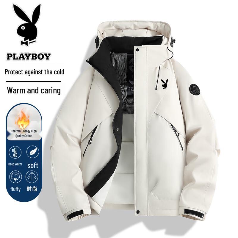 

PLAYBOY Men s Hooded Outdoor Warm Cotton Jacket 2XL
